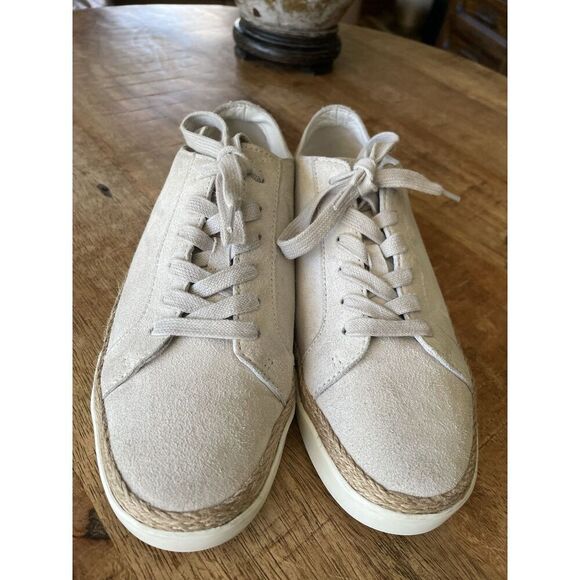 Vince Woman’s Espadrille Sneaker Beige Genuine Suede Lace Up Size 6M - Picture 2 of 10